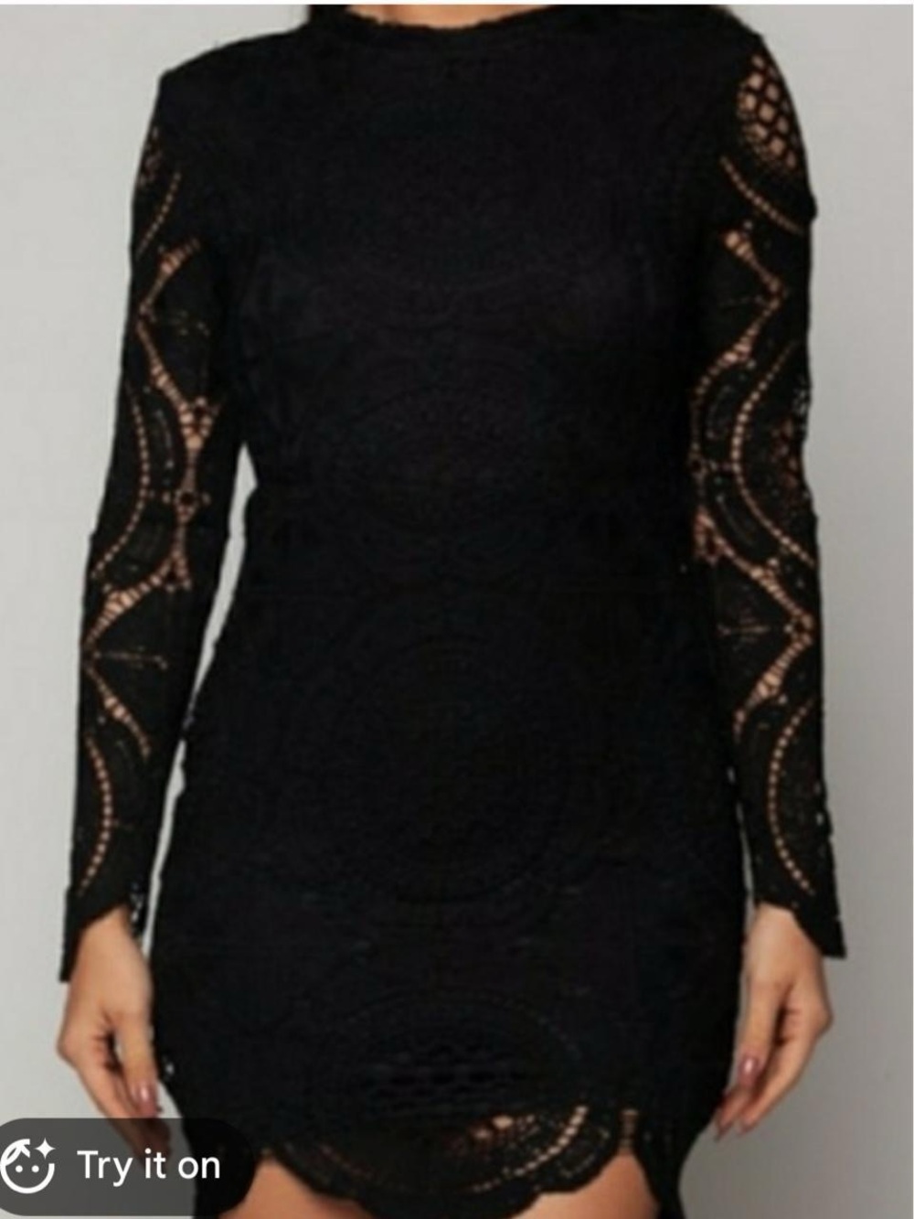 Charlotte Russe Black Lace Long Sleeve Mini Dress